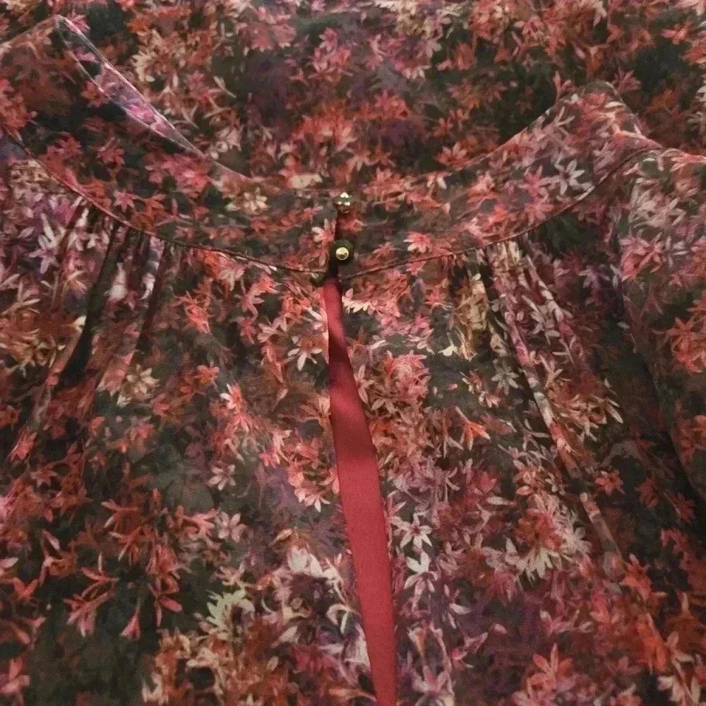 Mark + James Badgley Mischka Long Sleeve Trapeze Dress - Pink Multi Size 14 - Picture 9 of 12